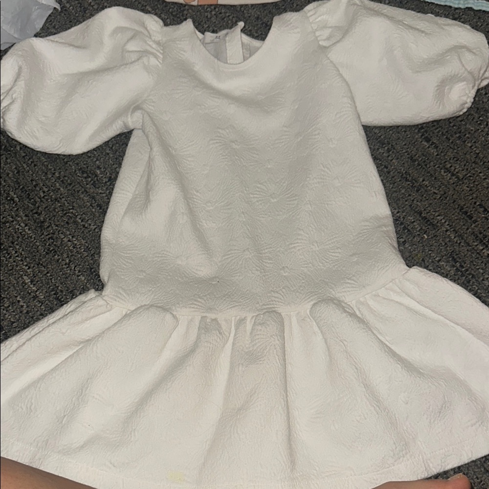 Zara White Pleated Puff Sleeve Sundress